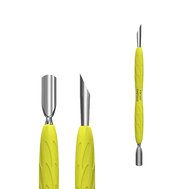 Staleks Pro UNIQ 10 Type 2 Pusher Gummy with yellow silicone handle (PQ-10/2) - Level Up Beauty Supply