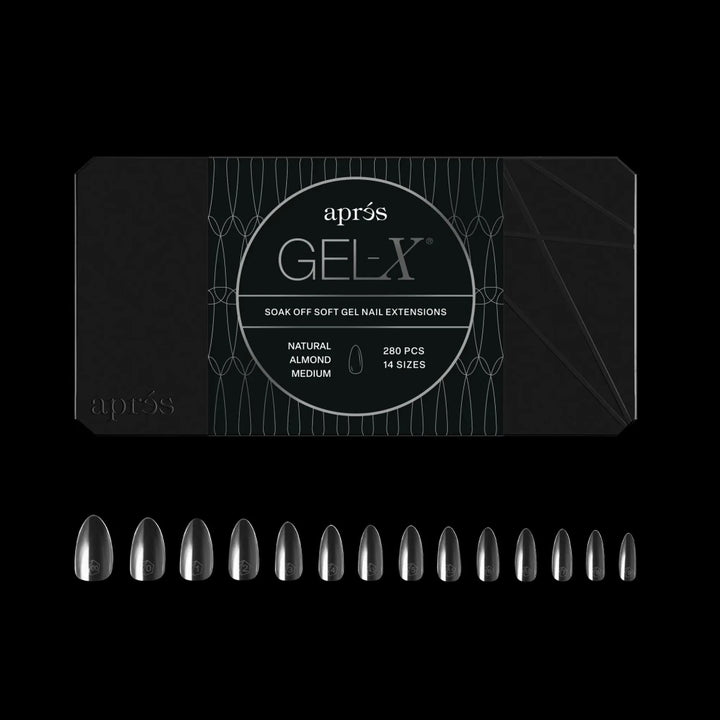 Aprés - Gel-X® Natural Almond Medium Box of Tips - Mini (14 sizes, 280pcs) - Level Up Beauty Supply
