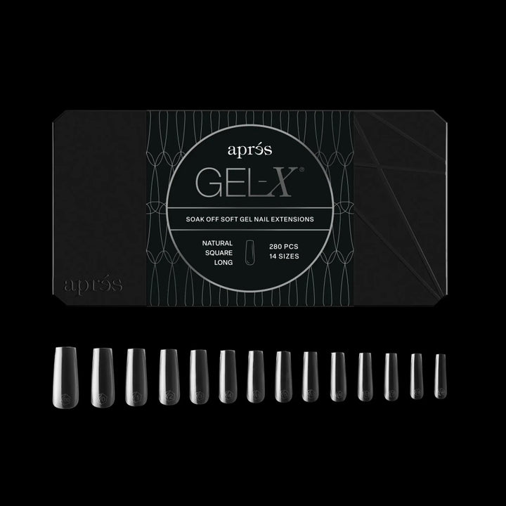 Aprés - Gel-X® Natural Square Long Box of Tips - Mini (14 sizes, 280pcs) - Level Up Beauty Supply