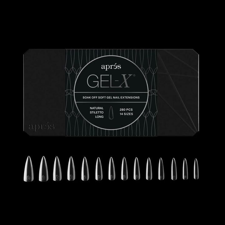 Aprés - Gel-X® Natural Stiletto Long Box of Tips - Mini (14 sizes, 280pcs) - Level Up Beauty Supply
