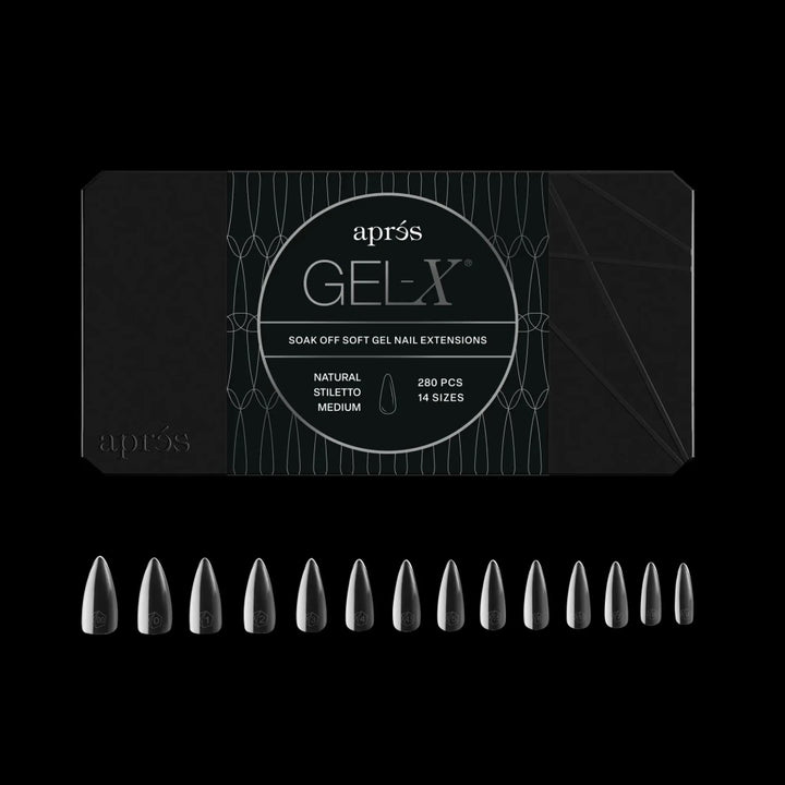 Aprés - Gel-X® Natural Stiletto Medium Box of Tips - Mini (14 sizes, 280pcs) - Level Up Beauty Supply