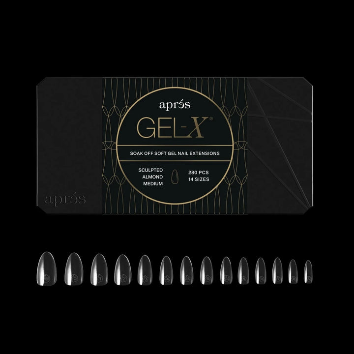 Aprés - Gel-X® Sculpted Almond Medium Box of Tips - Mini (14 sizes, 280pcs) - Level Up Beauty Supply