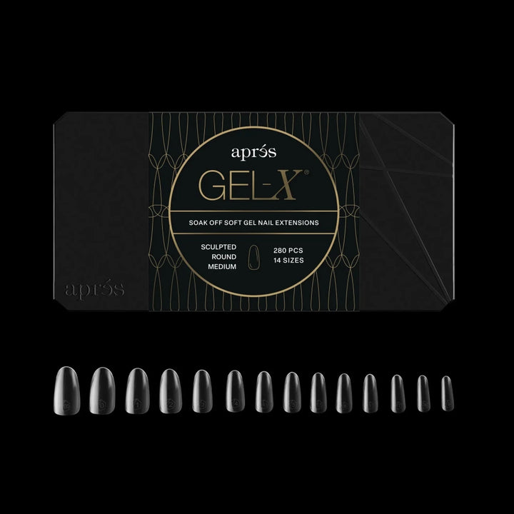 Aprés - Gel-X® Sculpted Round Medium Box of Tips - Mini (14 sizes, 280pcs) - Level Up Beauty Supply