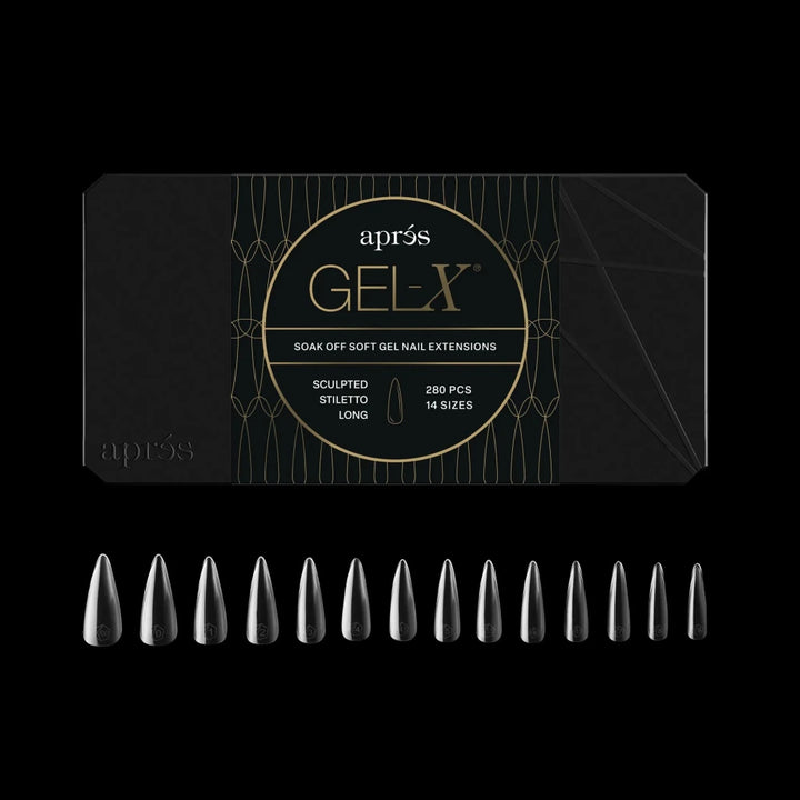 Aprés - Gel-X® Sculpted Stiletto Long Box of Tips - Mini (14 sizes, 280pcs) - Level Up Beauty Supply