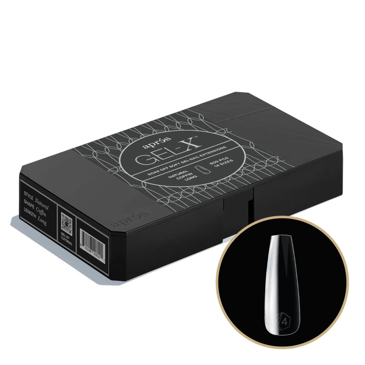 Aprés - Gel-X® Natural Coffin Long Box of Tips 2.0 - Pro (14 sizes, 600pcs) - Level Up Beauty Supply