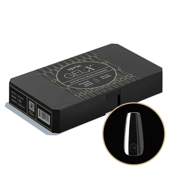 Aprés - Gel-X® Sculpted Coffin Medium Box of Tips 2.0 - Pro (14 sizes, 600pcs) - Level Up Beauty Supply
