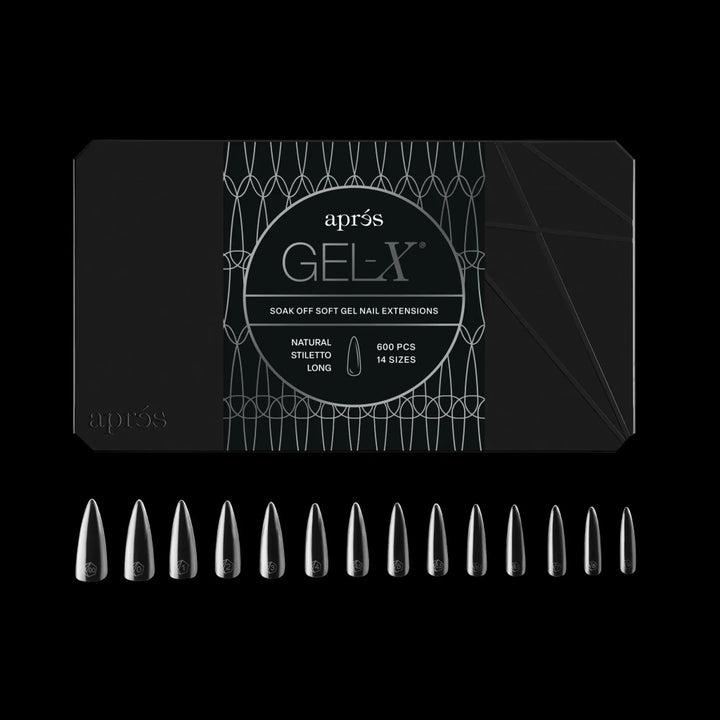 Aprés - Gel-X® Natural Stiletto Long Box of Tips 2.0 - Pro (14 sizes, 600pcs) - Level Up Beauty Supply