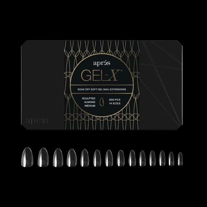 Aprés - Gel-X® Sculpted Almond Medium Box of Tips 2.0 - Pro (14 sizes, 600pcs) - Level Up Beauty Supply