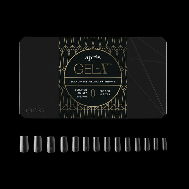 Aprés - Gel-X® Sculpted Square Medium Box of Tips 2.0 - Pro (14 sizes, 600pcs) - Level Up Beauty Supply