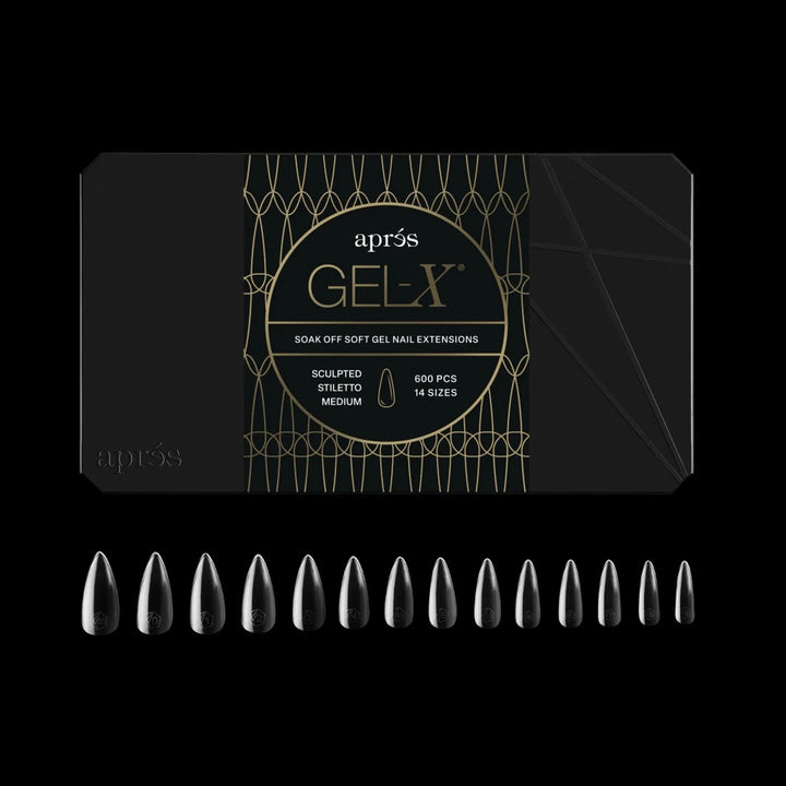 Aprés - Gel-X® Sculpted Stiletto Medium Box of Tips 2.0 - Pro (14 sizes, 600pcs) - Level Up Beauty Supply