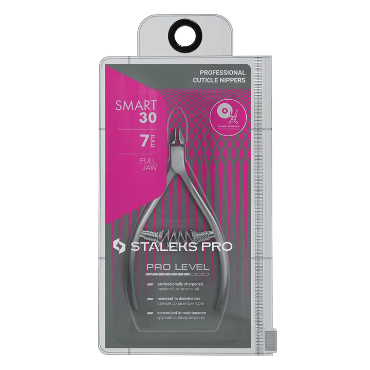 STALEKS PRO Cuticle Nippers with Spring Smart 30, 7mm - Level Up Beauty Supply