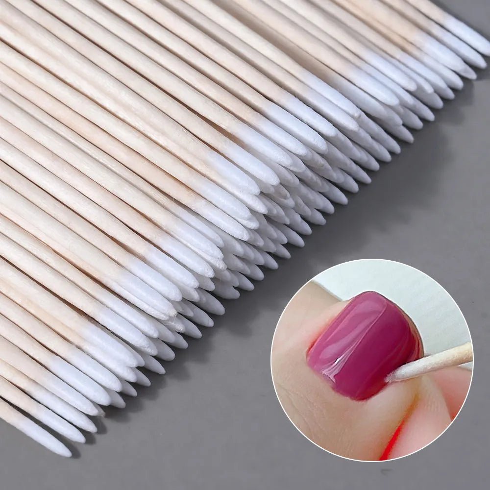 Disposable Lint-Free Wooden Micro Applicators for Lashes &amp; Brows (100 pcs) - Level Up Beauty Supply