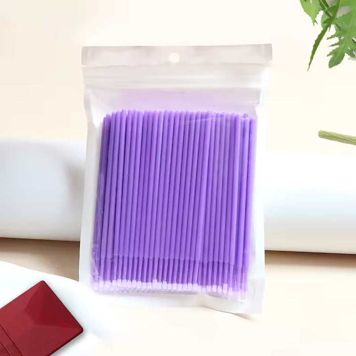 Disposable Micro Brush Applicators for Lashes &amp; Brows - Purple, 100 pcs