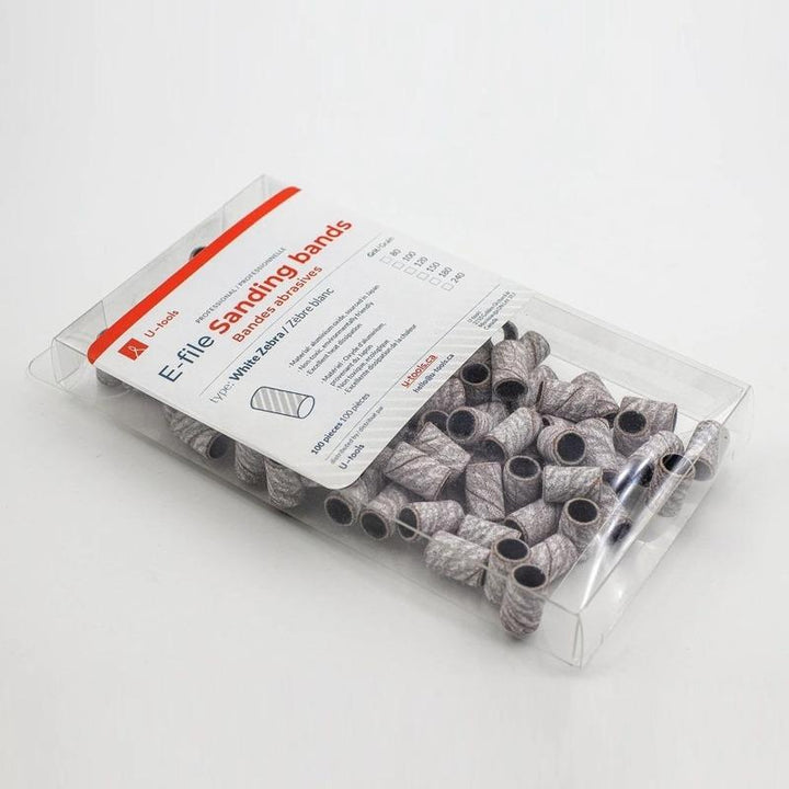 E - File White Zebra Sanding Bands, 100pcs - Level Up Beauty Supply