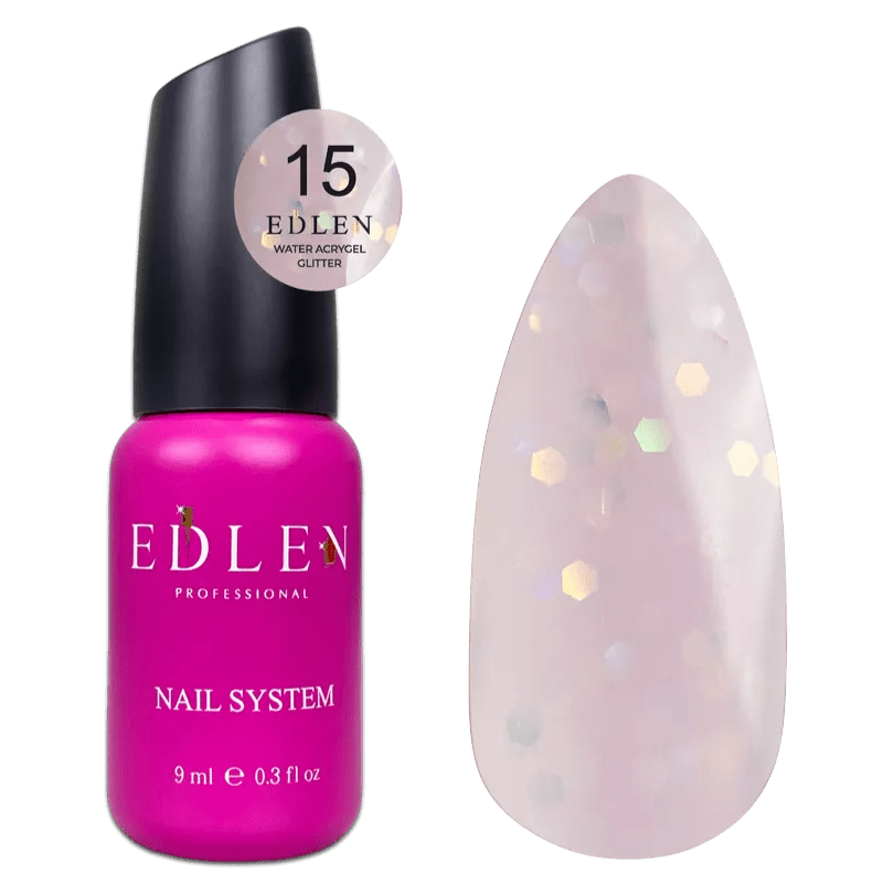 EDLEN Water Acrygel Glitter 15, 9 ml - Level Up Beauty Supply