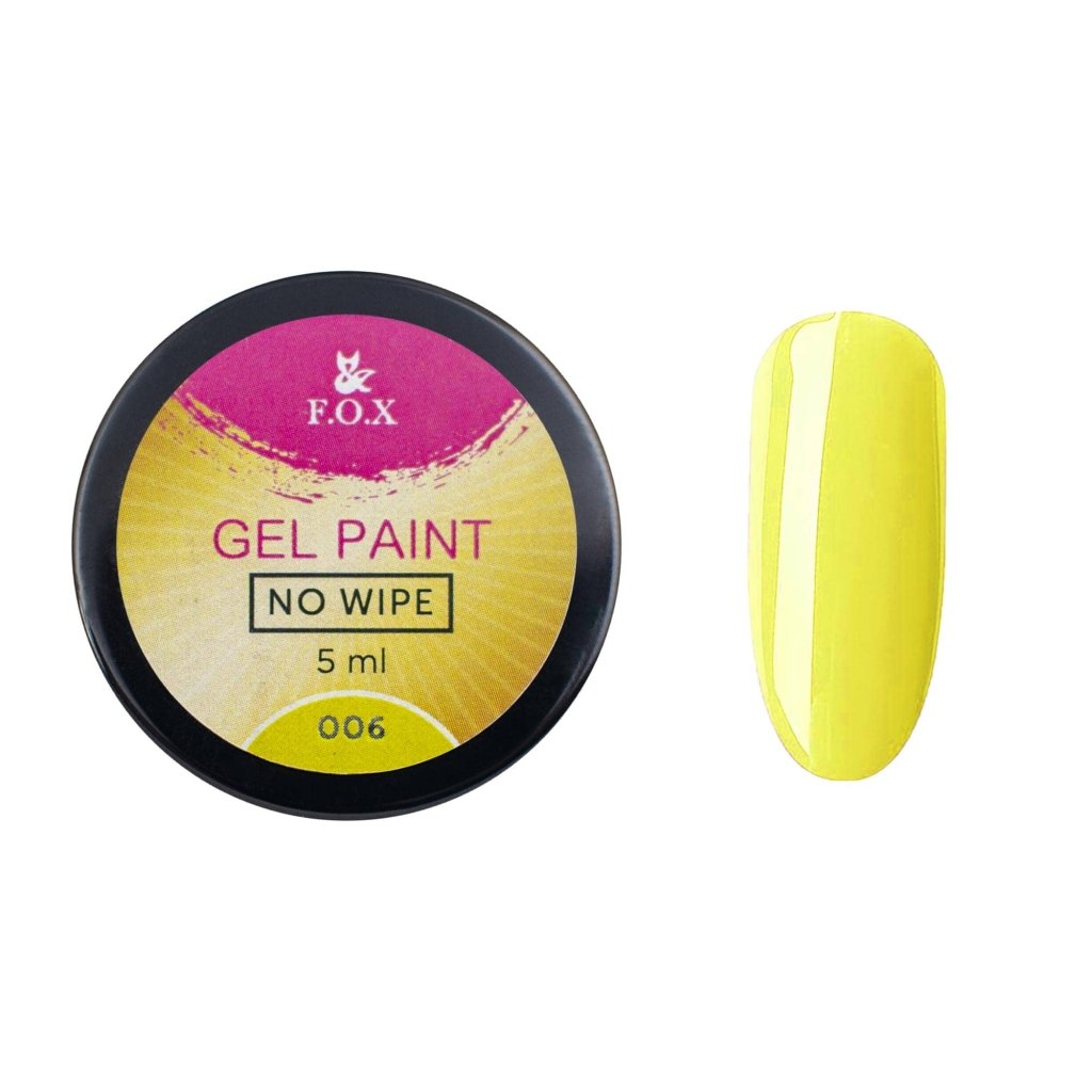 F.O.X Gel paint No Wipe 006 (Yellow), 5 ml - Level Up Beauty Supply