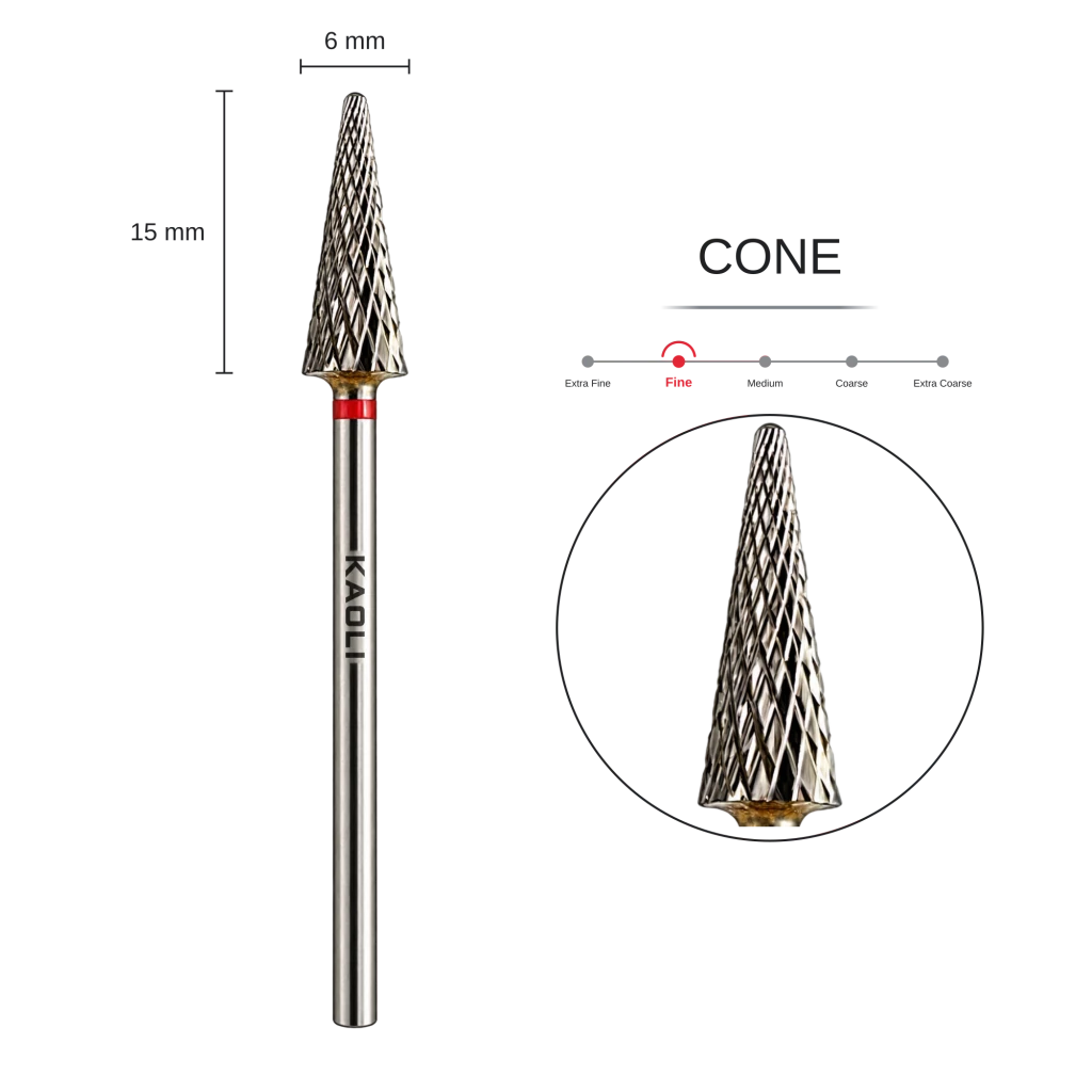 KAOLI - Tungsten Carbide Removal Bit Large Cone "Astra" (Fine) - Level Up Beauty Supply