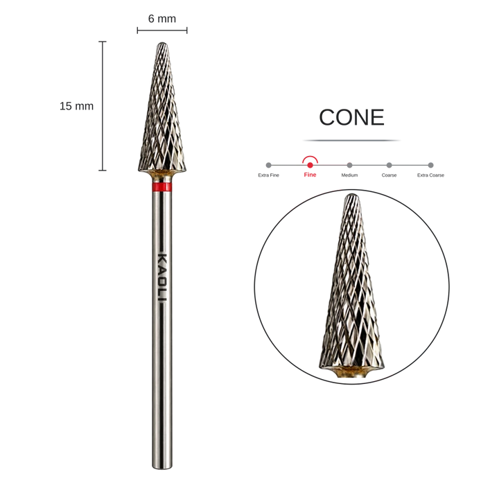 KAOLI - Tungsten Carbide Removal Bit Large Cone "Astra" (Fine) - Level Up Beauty Supply