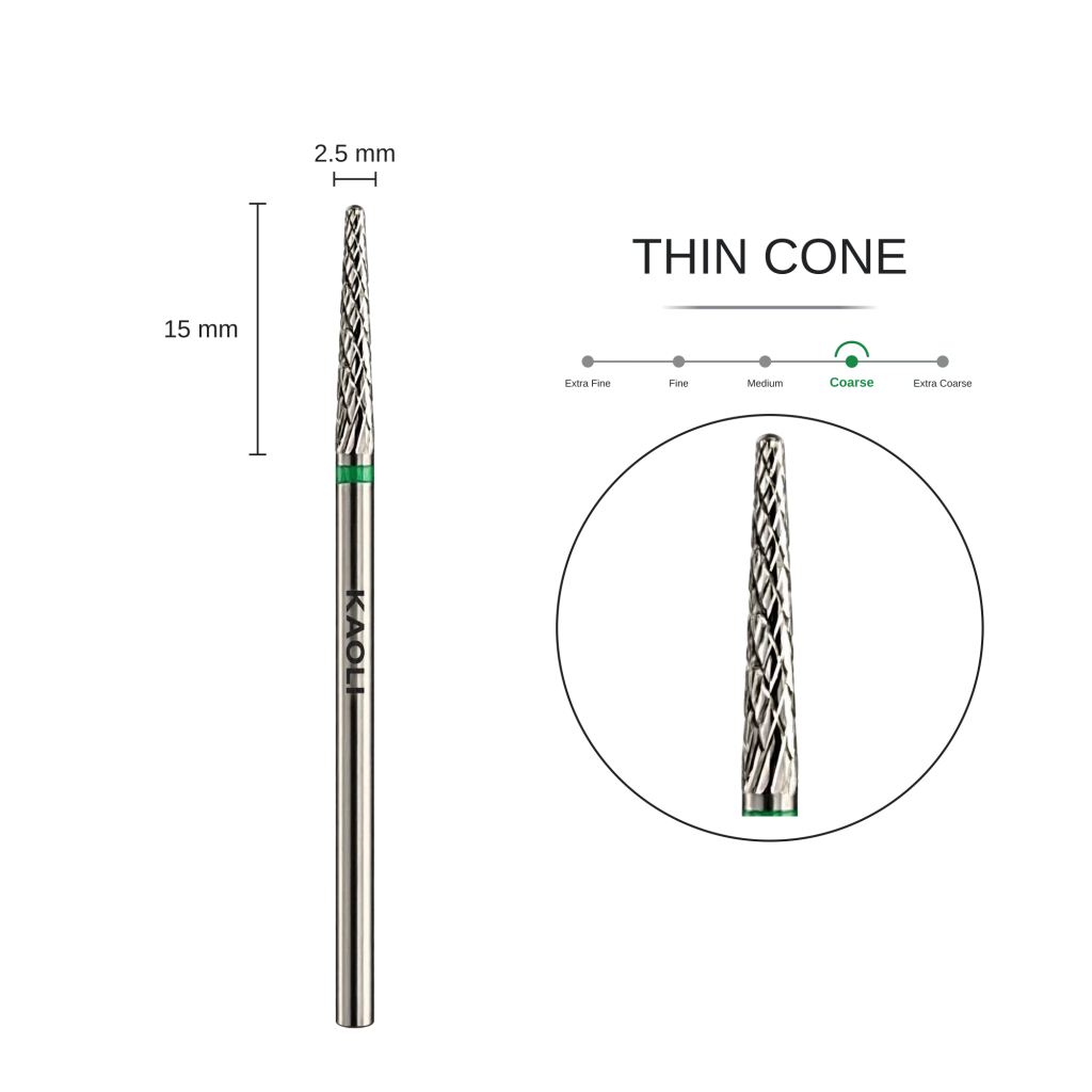 KAOLI - Tungsten Carbide Under Nail Cleaner Bit "Krios" (Coarse) - Level Up Beauty Supply