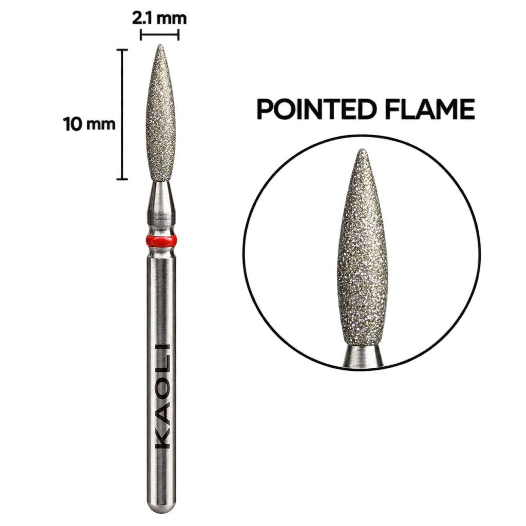 Kaoli - Manicure Diamond Bit Pulsar Flame 2.1 x 10, Red - Level Up Beauty Supply