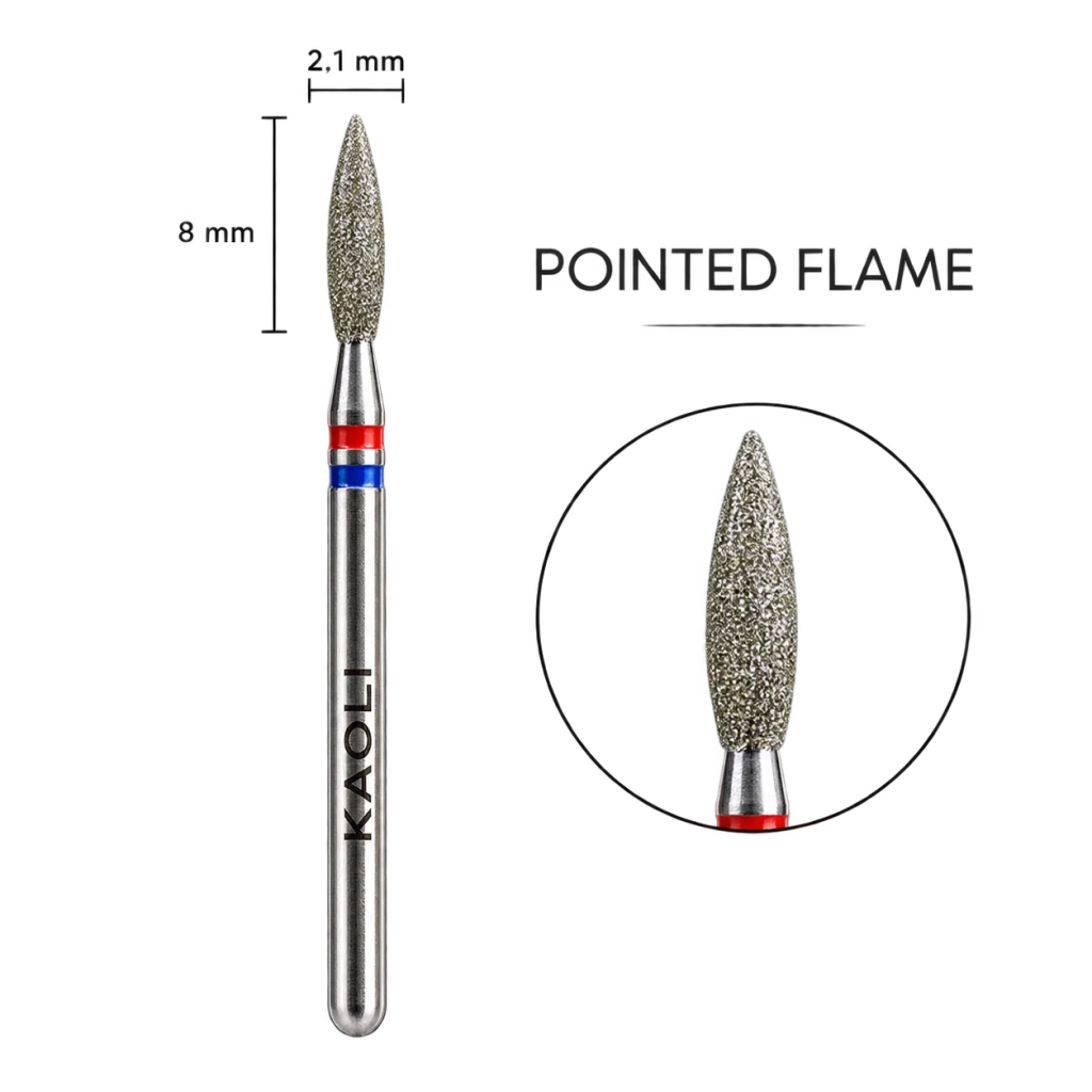 Kaoli - Manicure Diamond Bit Pulsar Flame 2.1 x 8, Red-Blue - Level Up Beauty Supply
