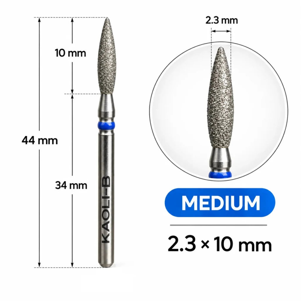 Kaoli - Manicure Diamond Bit Pulsar Flame 2.3 x 10, Blue - Level Up Beauty Supply