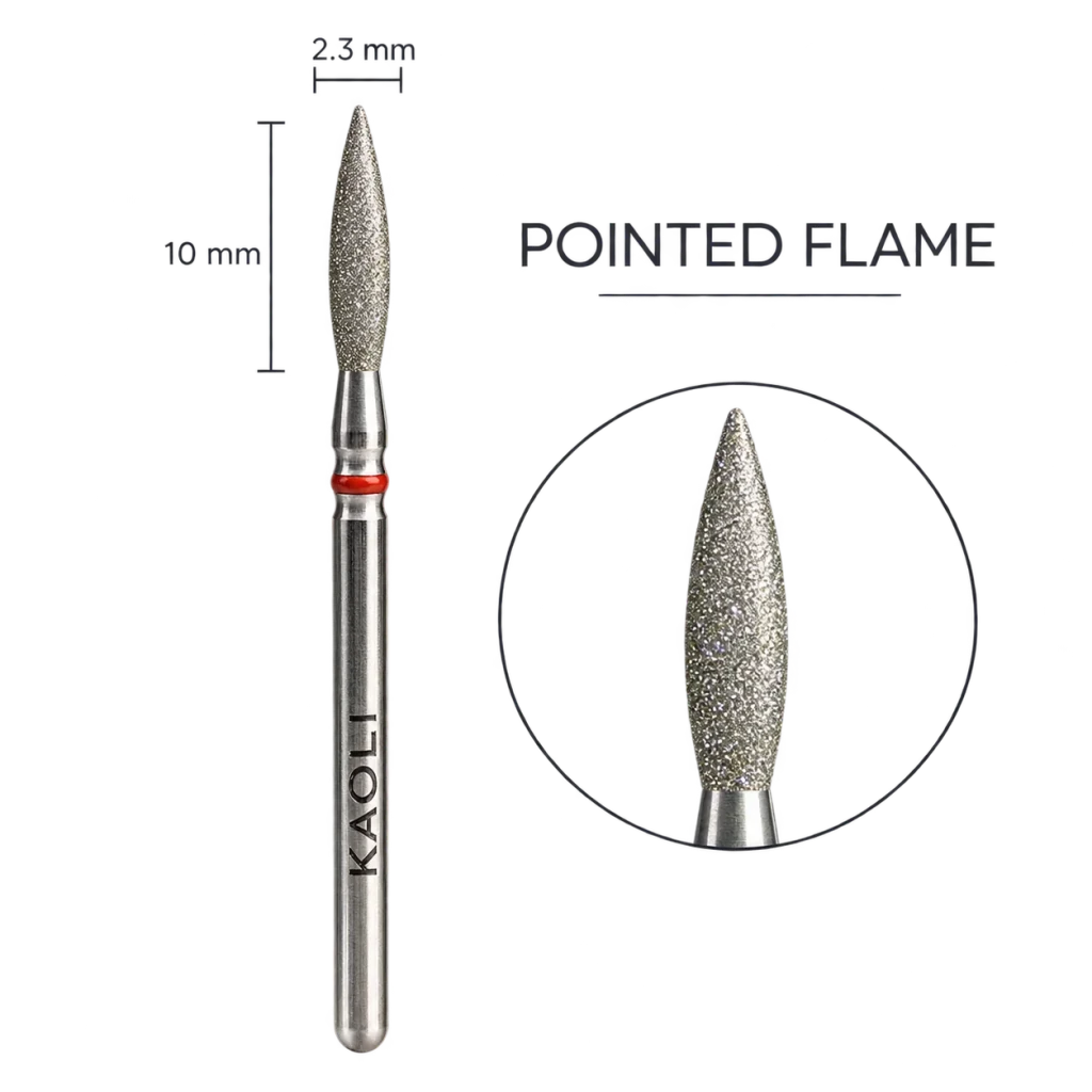 Kaoli - Manicure Diamond Bit Pulsar Flame 2.3 x 10, Red - Level Up Beauty Supply