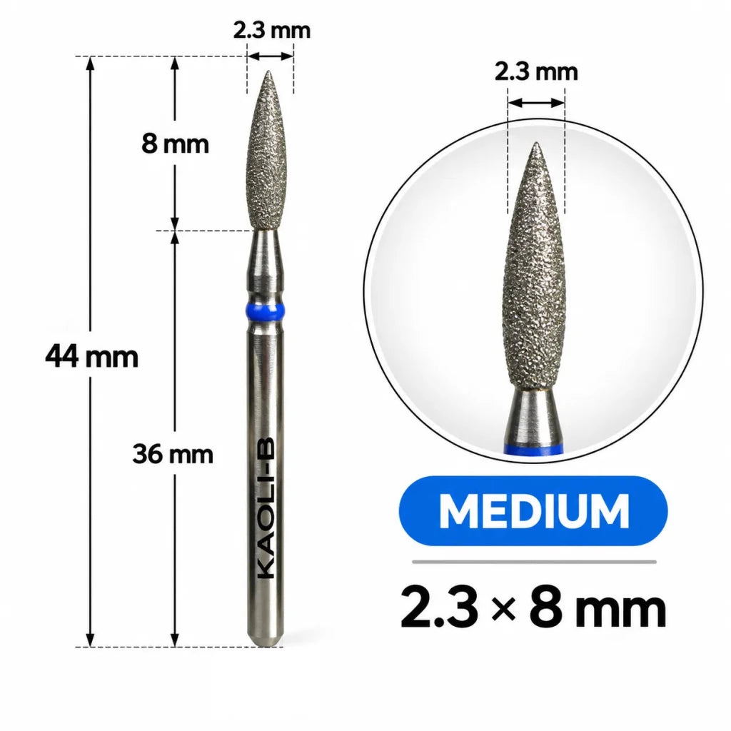 Kaoli - Manicure Diamond Bit Pulsar Flame 2.3 x 8, Blue - Level Up Beauty Supply
