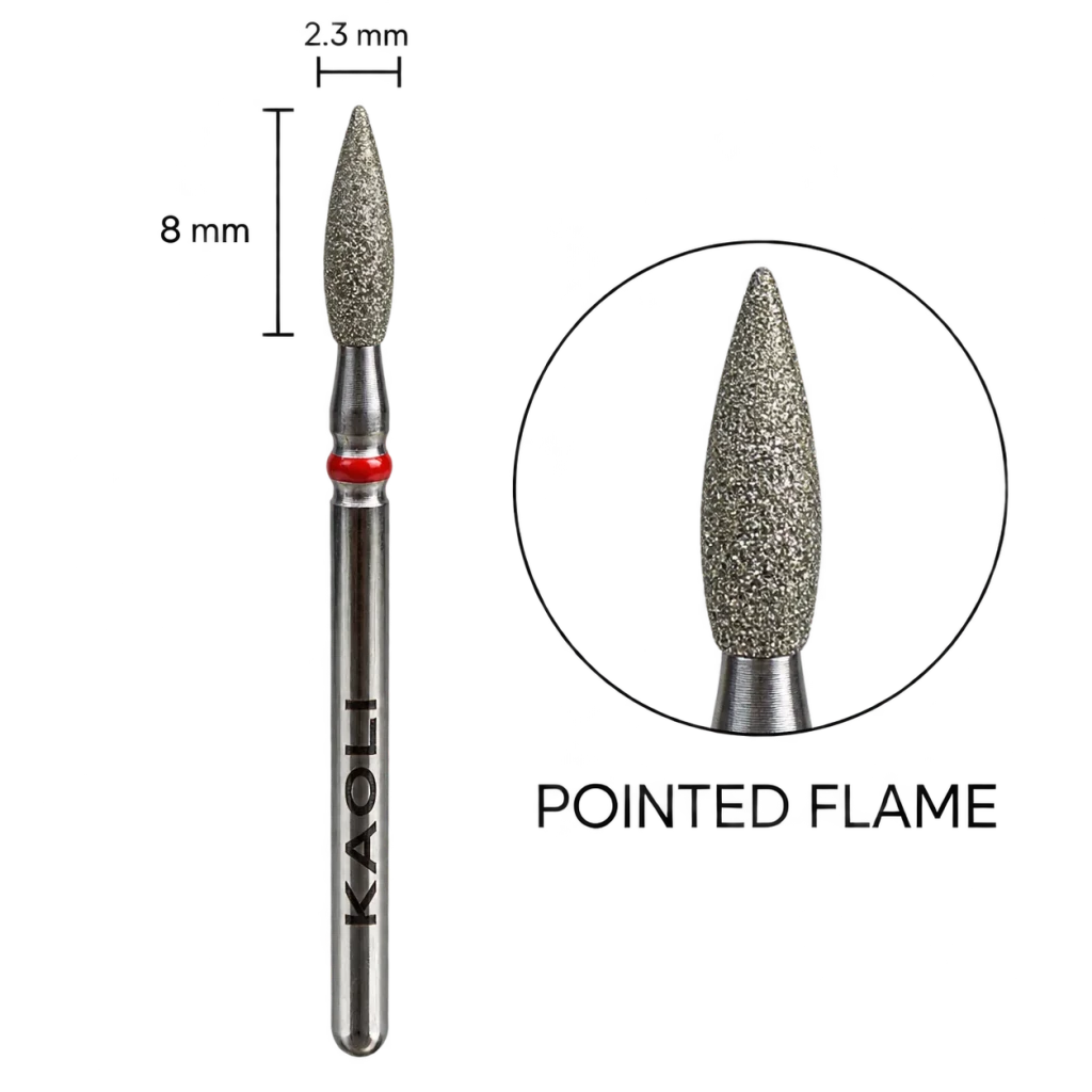 Kaoli - Manicure Diamond Bit Pulsar Flame 2.3 x 8, Red - Level Up Beauty Supply