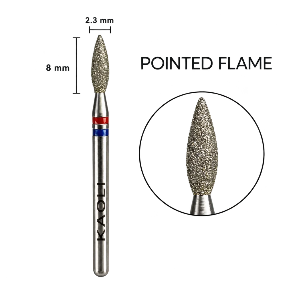 Kaoli - Manicure Diamond Bit Pulsar Flame 2.3 x 8, Red-Blue - Level Up Beauty Supply
