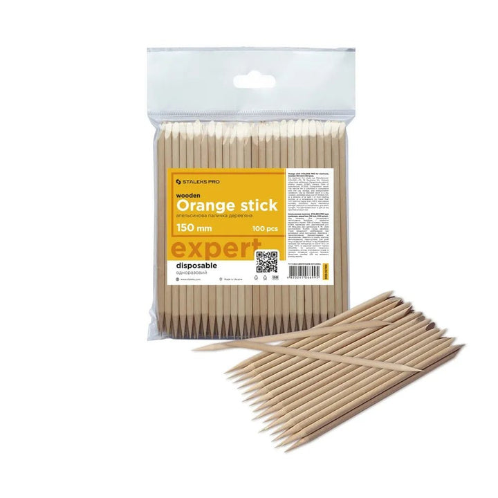 Staleks Orange stick EXPERT wooden 150 mm (100 pcs) - Level Up Beauty Supply