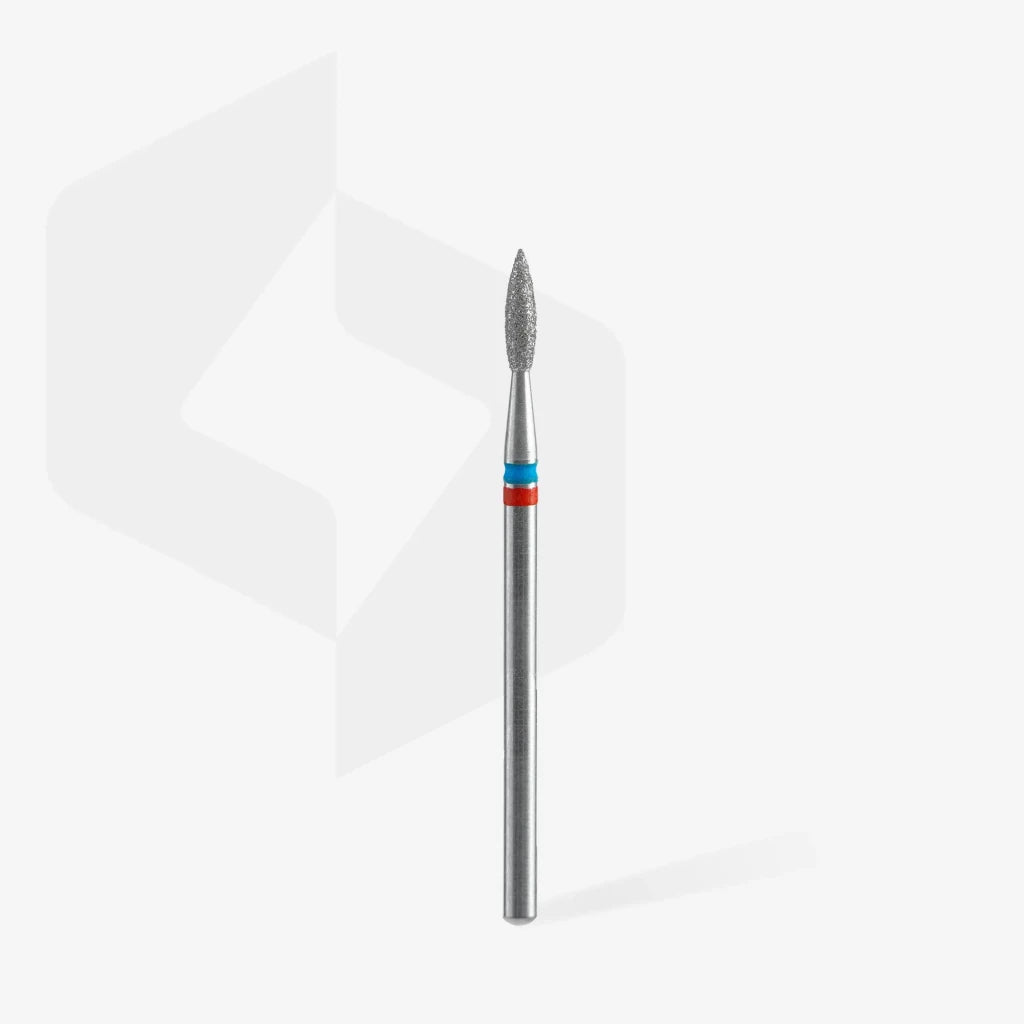 Staleks - Diamond nail drill bit DUO pointed flame 2.1 red-blue (FA11RB021/8) - Level Up Beauty Supply