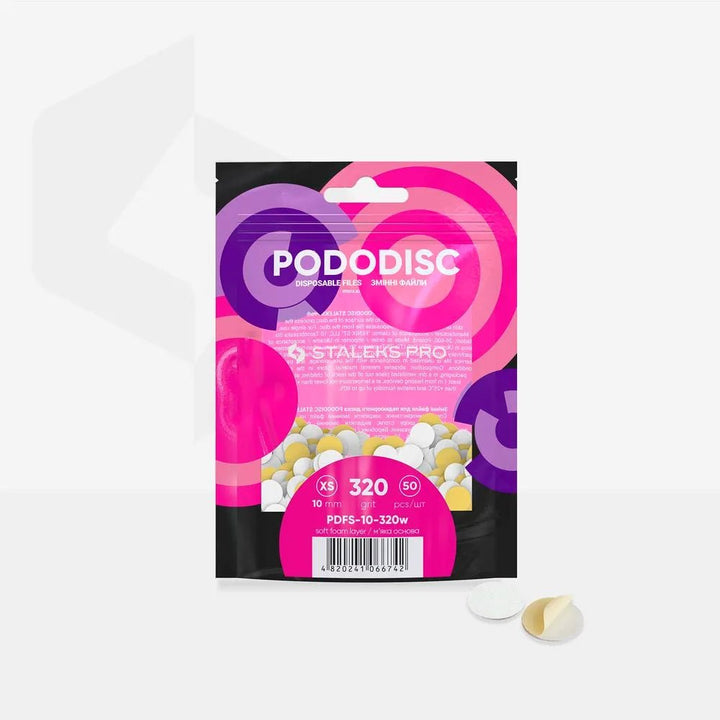 Staleks Foam based Disposable white files for pedicure disc PODODISC XS EXPERT (50 pcs) - Level Up Beauty Supply
