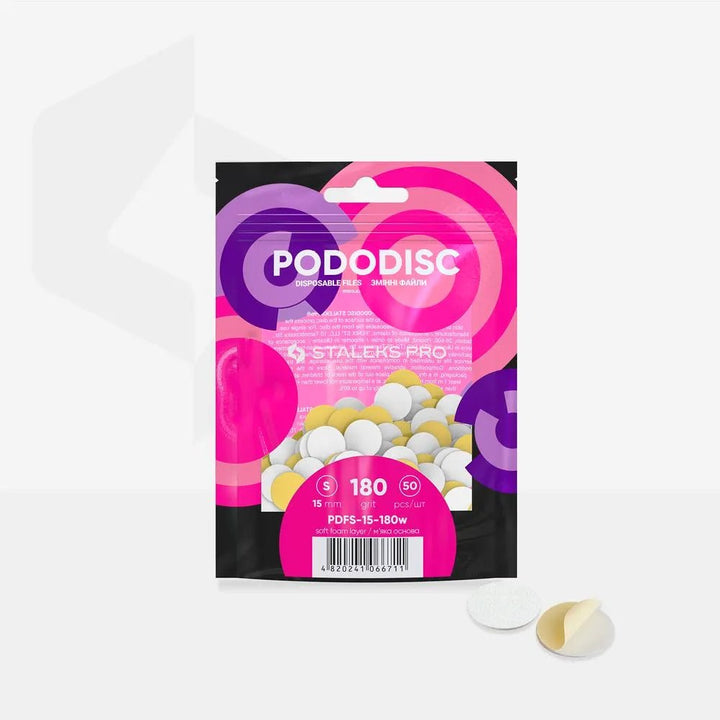 Staleks Foam based Disposable white files for pedicure disc PODODISC S EXPERT (50 pcs) - Level Up Beauty Supply